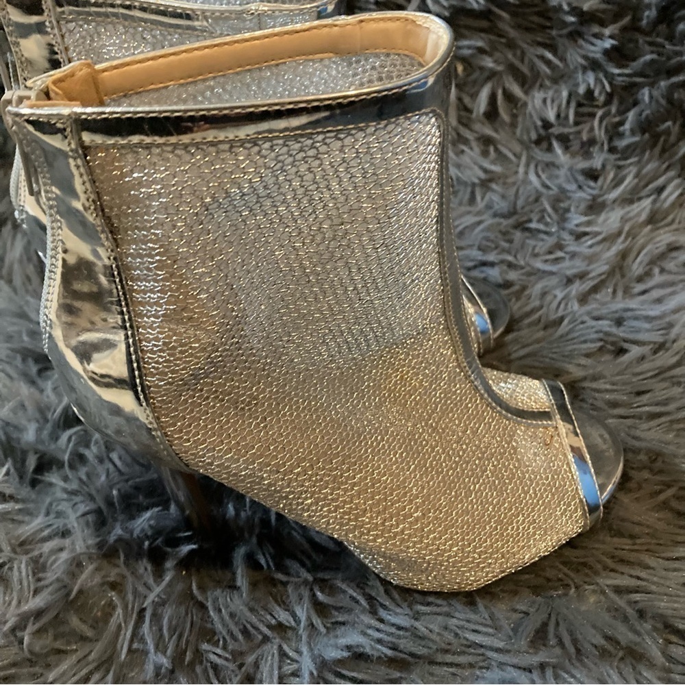 Ladies Silver Mesh High Heel Bootie - Picture 5 of 7
